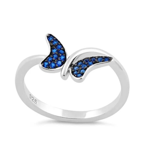 Sterling Silver Butterfly Blue Spinel CZ Ring Size 6 New - Picture 2 of 4